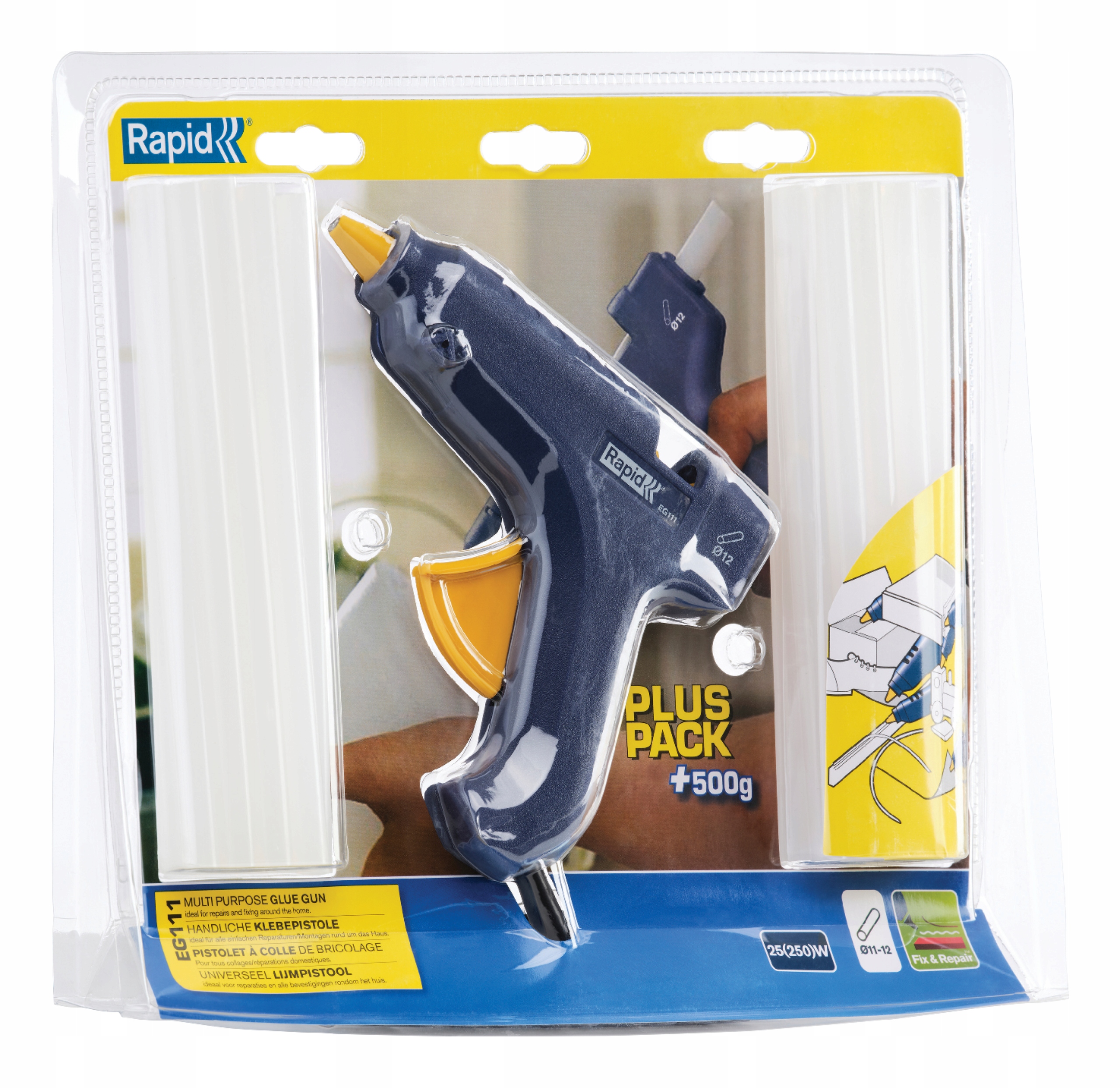 RAPID PISTOLET DO KLEJU NA GORĄCO 11-12MM EG111 + KLEJ 500G 40303076 EAN (GTIN) 3221633028538