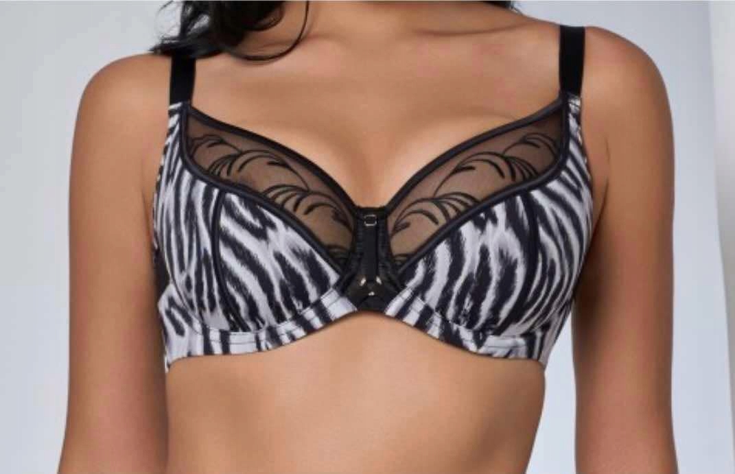 Biustonosz Półusztywniany Lanny Mode Wiola , Czarny Zebra 90G