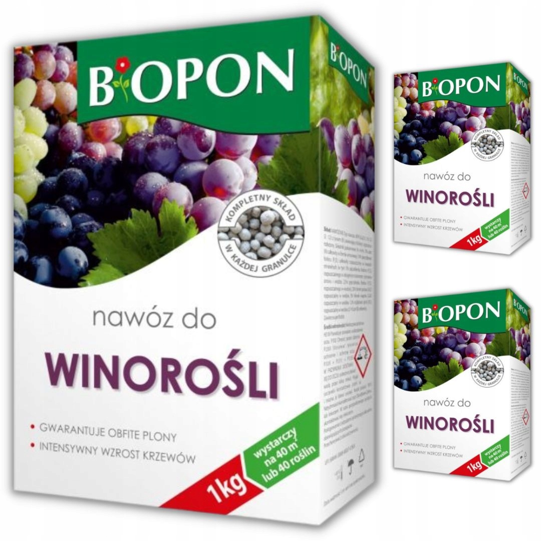 

Nawóz do Winorośli winogron malin Biopon 1kg x 3