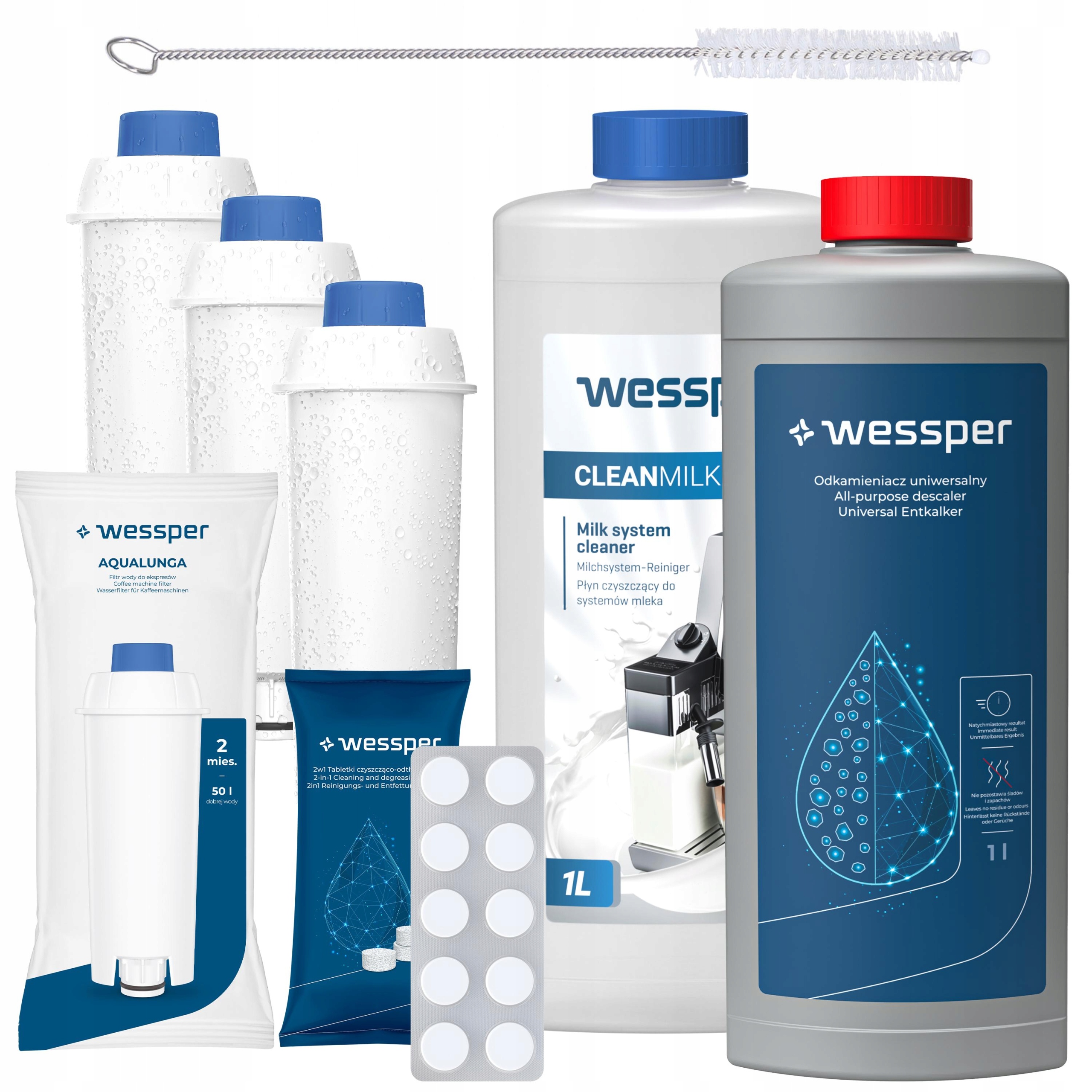 Levně Sada Wessper pro kávovar Delonghi: Odvápňovač 3 Vodní filtry Tablety