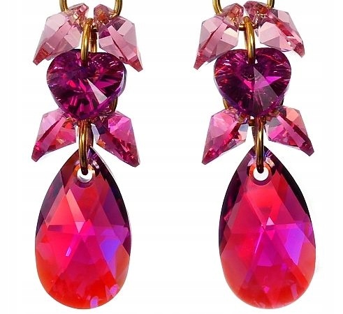 Krystaly náušnice Fuchsia Zodiac Zlaté Stříbro