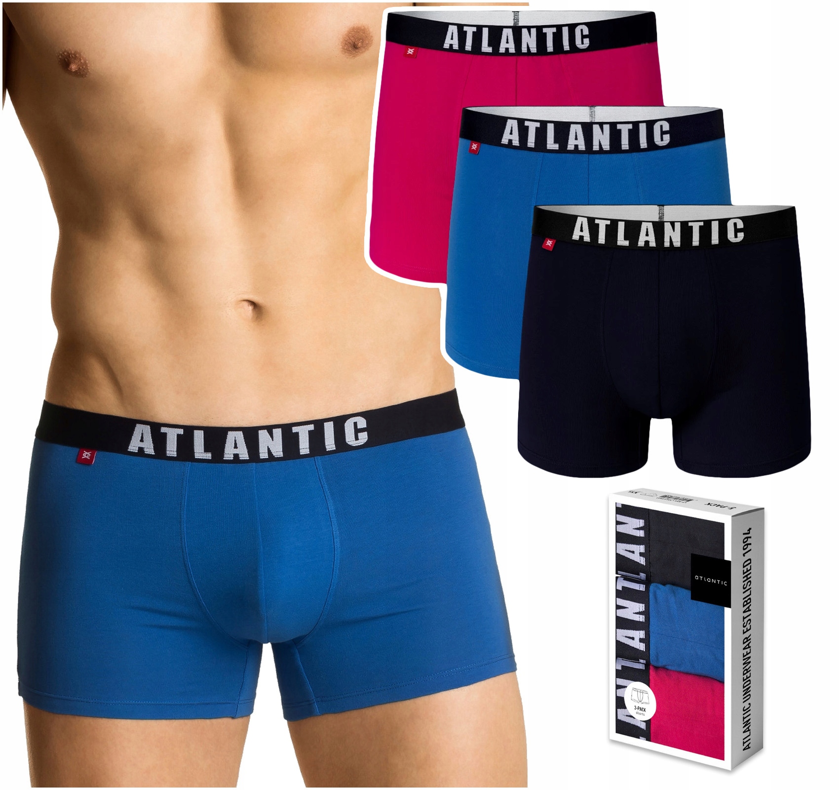 

Bokserki męskie 3-PAK szorty Atlantic 3MH-011 L