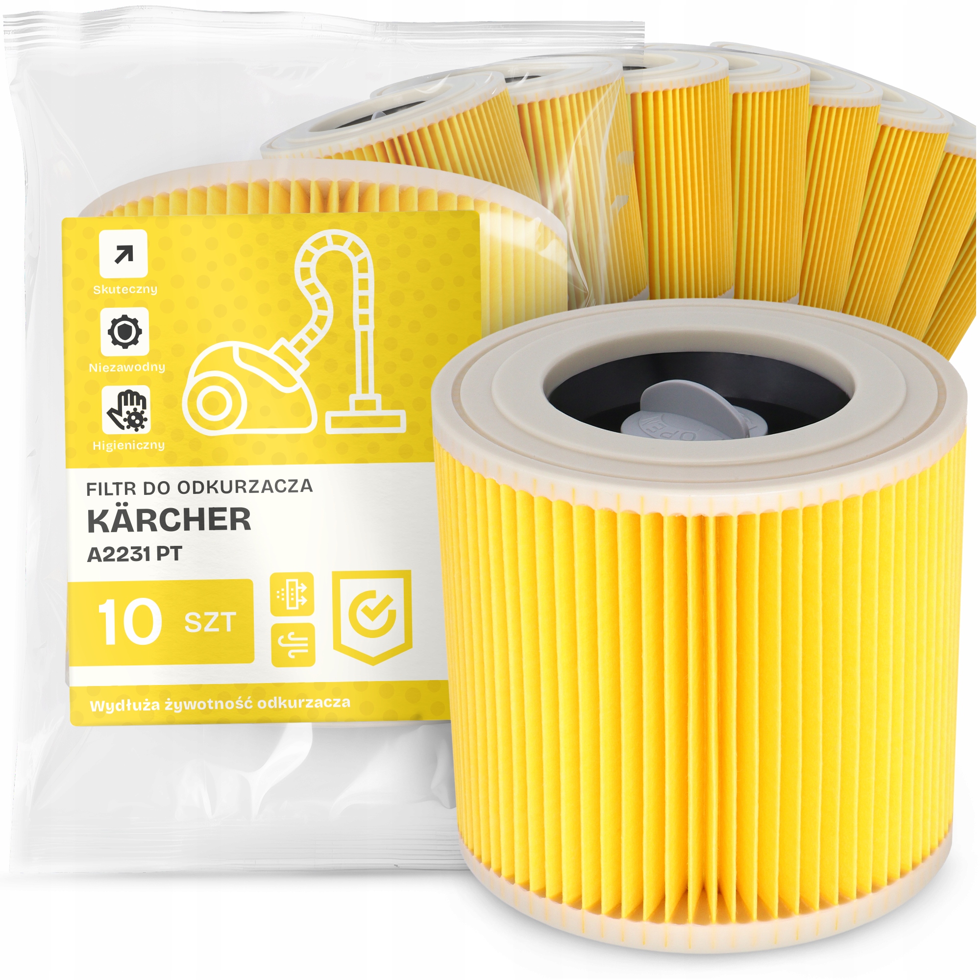 10 x Filtr Pro Vysavač Kärcher A2231 Pt Vzduch Výkonný Náhradník Em-w