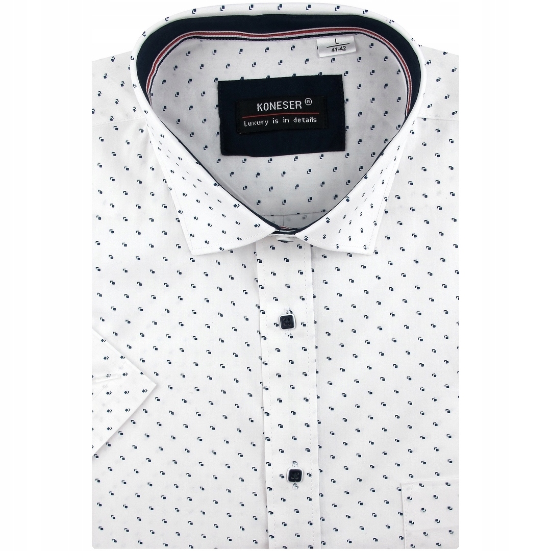 Koszula Męska Biała we wzorki Regular Koneser R269