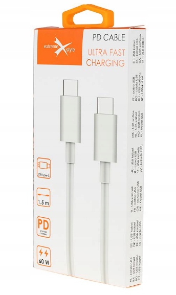 Kabel Extremestyle USB typ C - USB typ C 1,5 m biały