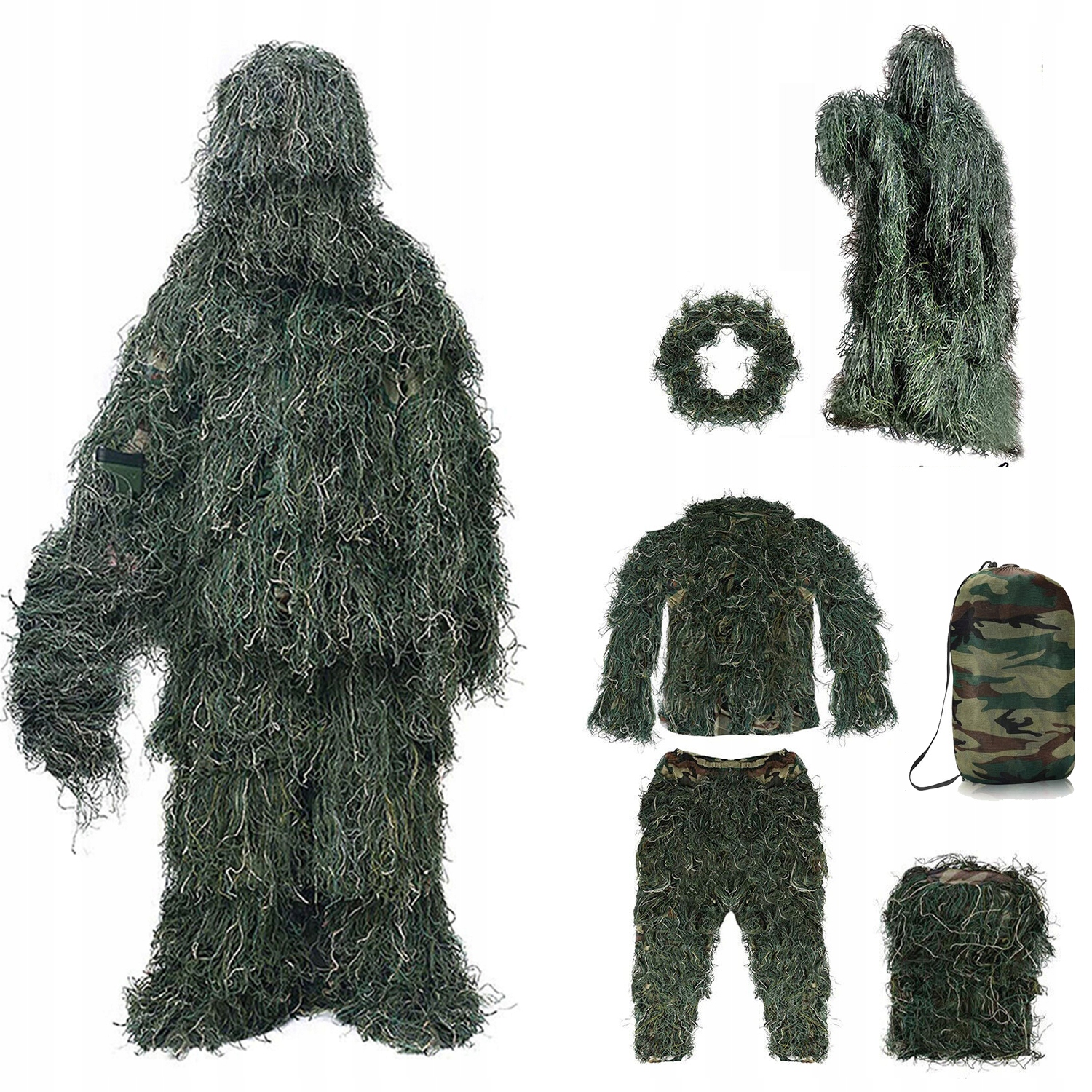 Maskovací oblek ghillie suit anti fire kamufláž woodland Vhodné pro 160-180