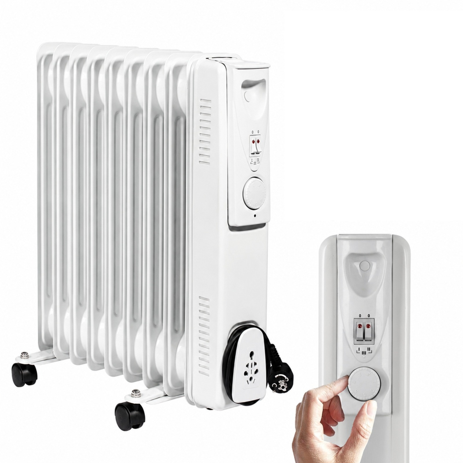 Elektrický Ohřívač 2000 Watt Olejový 9 Žeber Oleják Termostat Žebrový