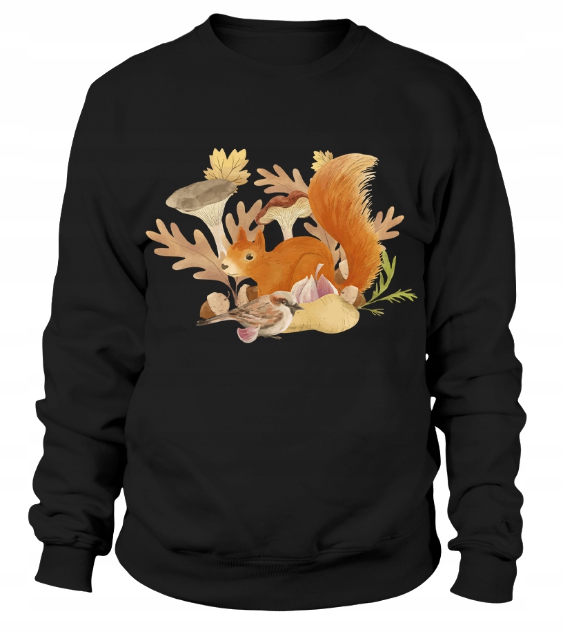 Dámská Mikina s motivem veverky a vrabce, velikost 2XL, černá