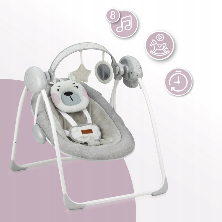 LEŻACZEK BUJACZEK ELEKTRYCZNY HUŚTAWKA - MoMi LISS RÓŻOWY - ZABAWKI MELODIE Model Liss