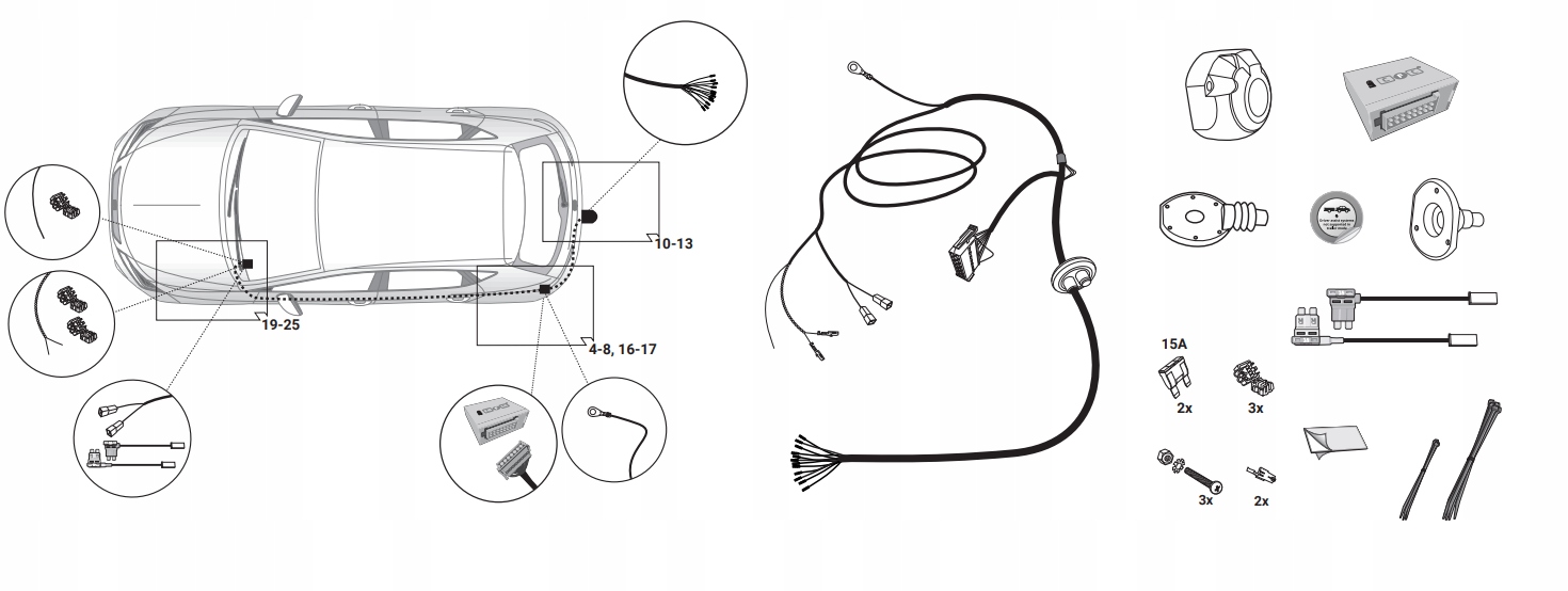 DEDYKOWANA WIĄZKA ELEKTRYCZNA 13PIN ARONA ATECA IBIZA LEON TARACCO TOLEDO EAN (GTIN) 5906261032642
