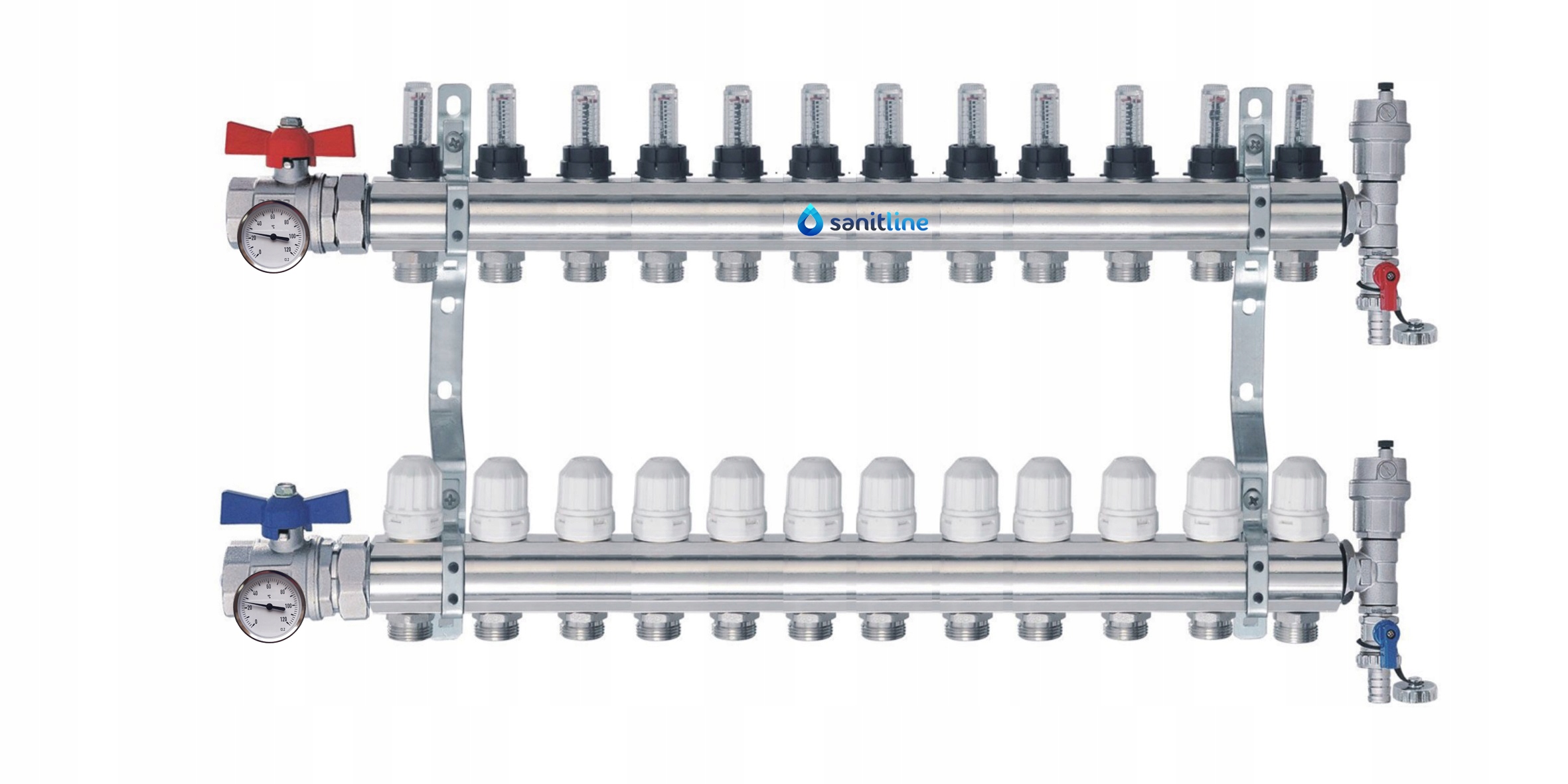 Rozdělovač Tepla 12 Sekcí Podlahového Vytápění Pro Podlahovou Krytinu