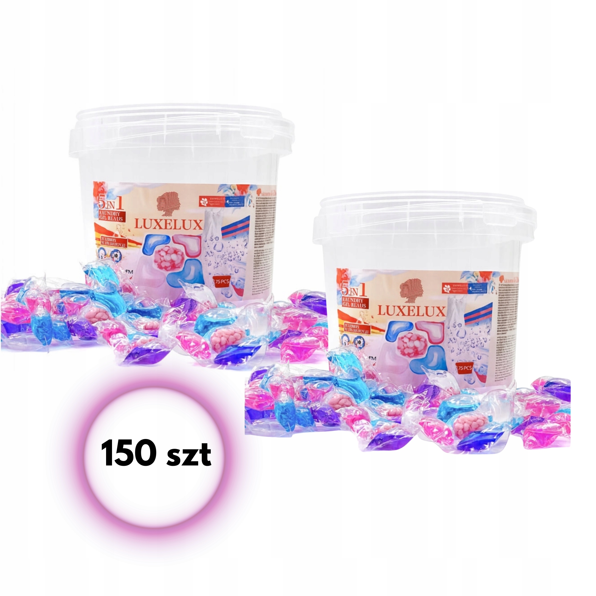 Kapsle na praní 5v1 – Květinová vůně, Účinné praní 75 ks Luxelux