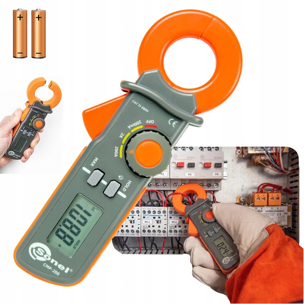 Klešťový Měřič Proudu Sonel CMP-200 LCD displej 2 Baterie Aaa