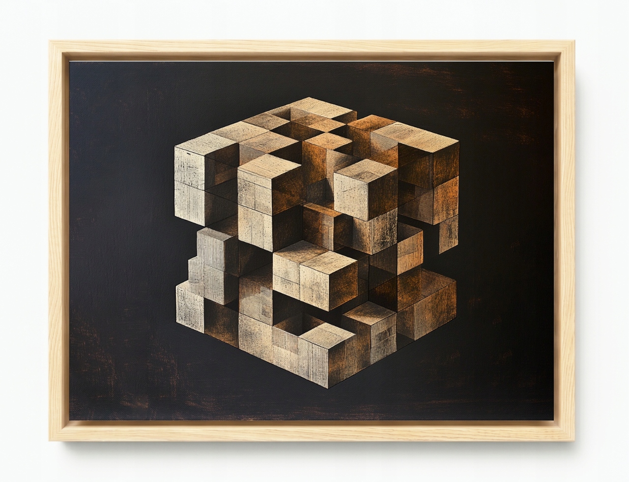 Obraz Rama American Box Abstrakcia Kocka Puzzle Ilúzia 3D 80x60