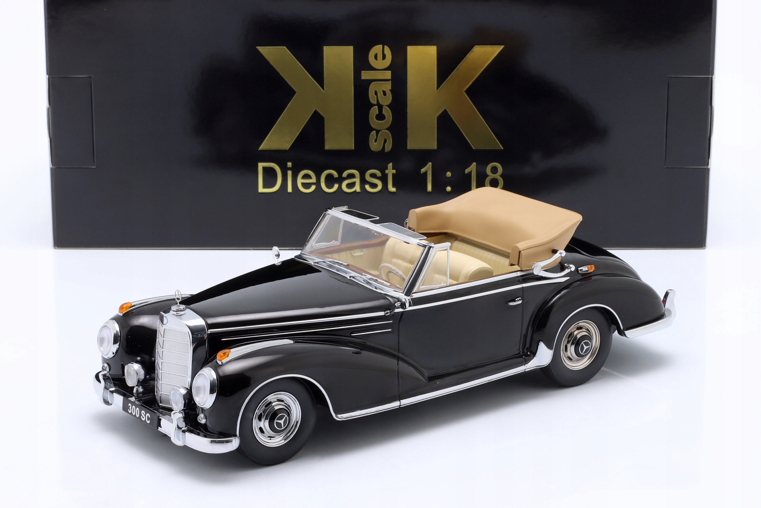 Kk Scale '57 Mercedes 300SC Cabrio W188 Black 1:18