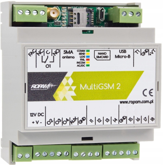 

Ropam MultiGSM-D4M 2 Powiadomienie Gsm Szyna Din