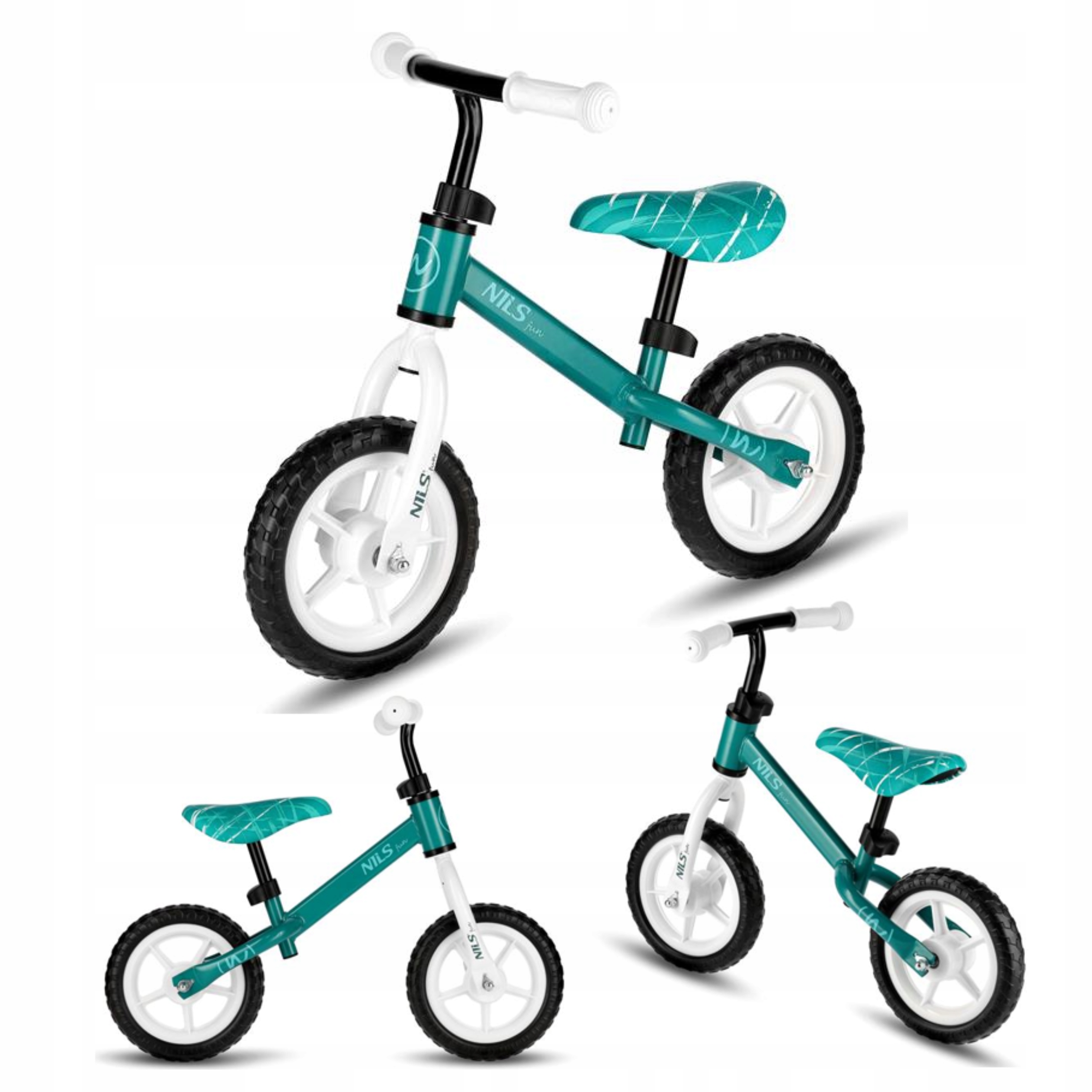 Zielony rowerek biegowy dla dzieci dwukołowy Nils Fun RB134