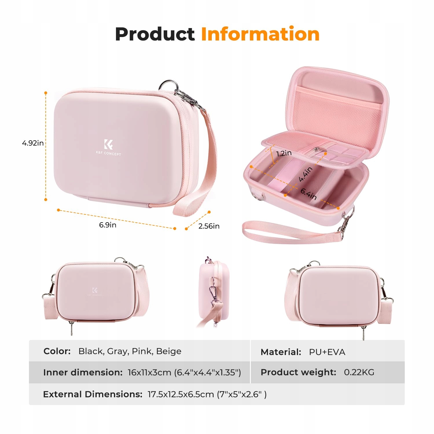 K&F CONCEPT Torba Na Aparat Kompatybilna Z Kamerą Twarda Obudowa Eva — miniatura 7