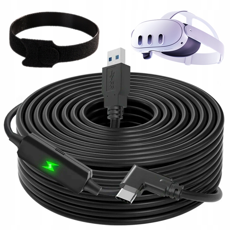 Kabel DXS USB-C 3.2 5m do Oculus Quest 1/2/3 z portem ładowania 9V/3A