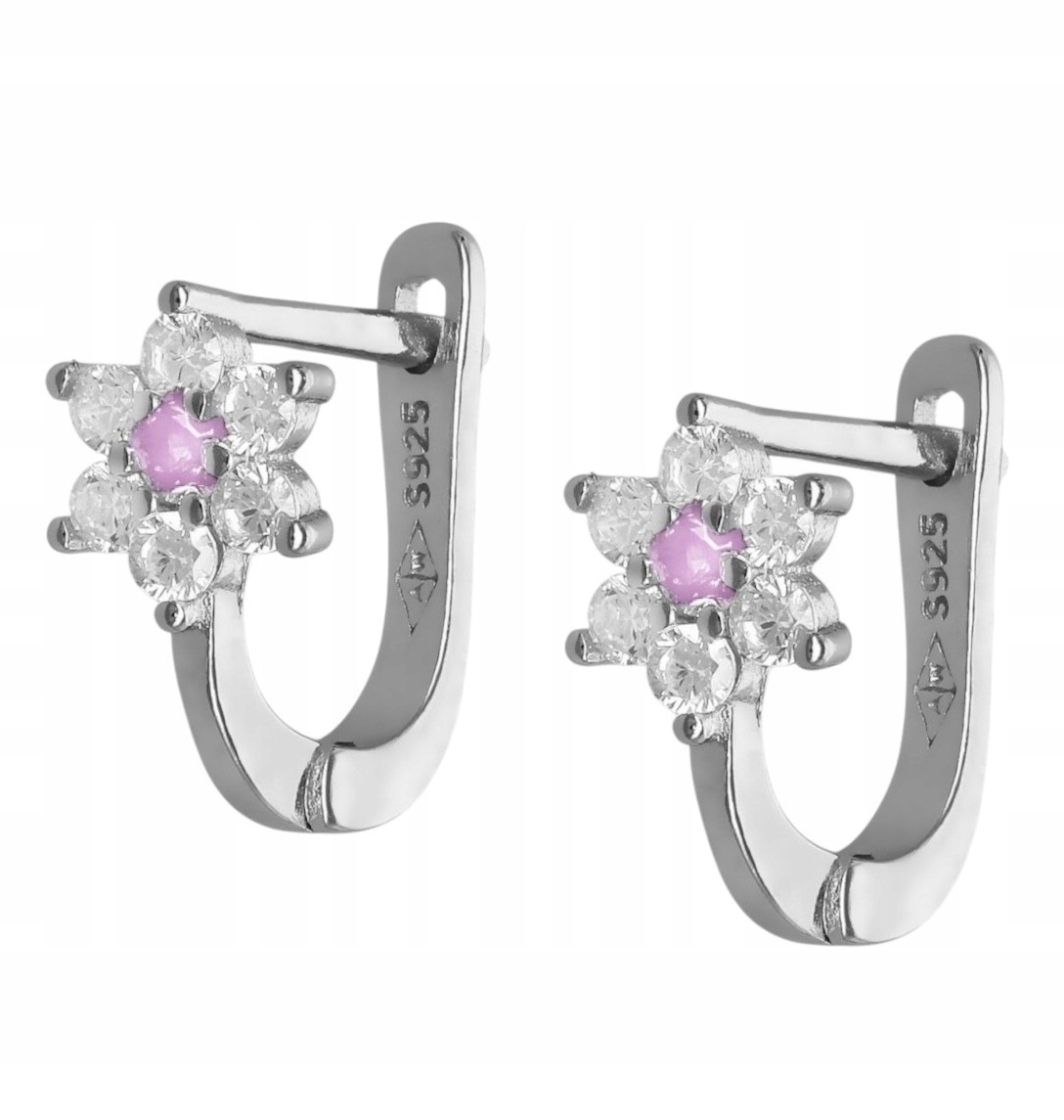 Stříbrné náušnice Ag 925 s květinami a zirkony IM1881024ER_LP