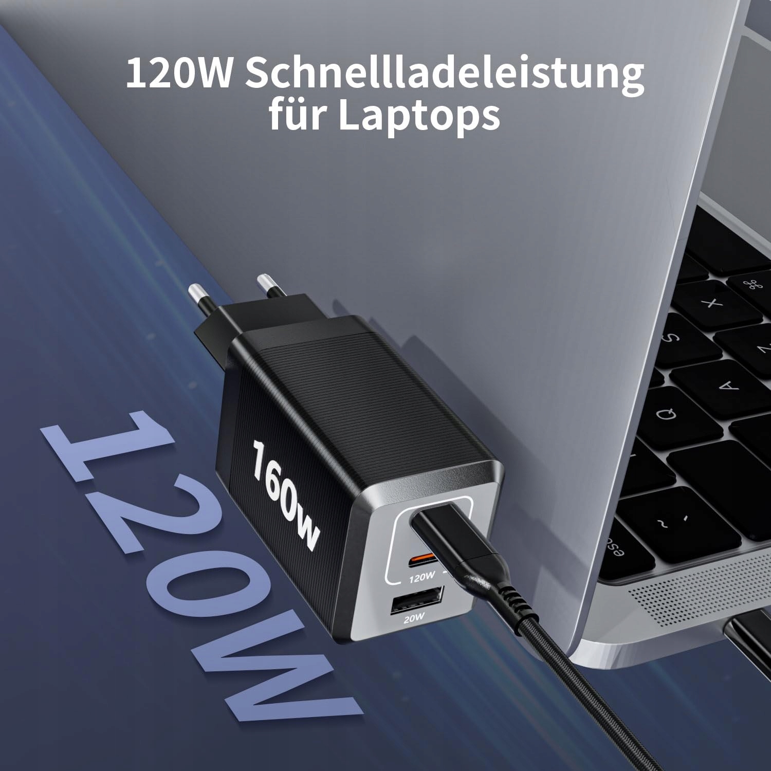 HSSNS 160W USB C Ladowarka 3-Port GaN Szybkie Ladowanie MacBook iPad iPhone — miniatura 2