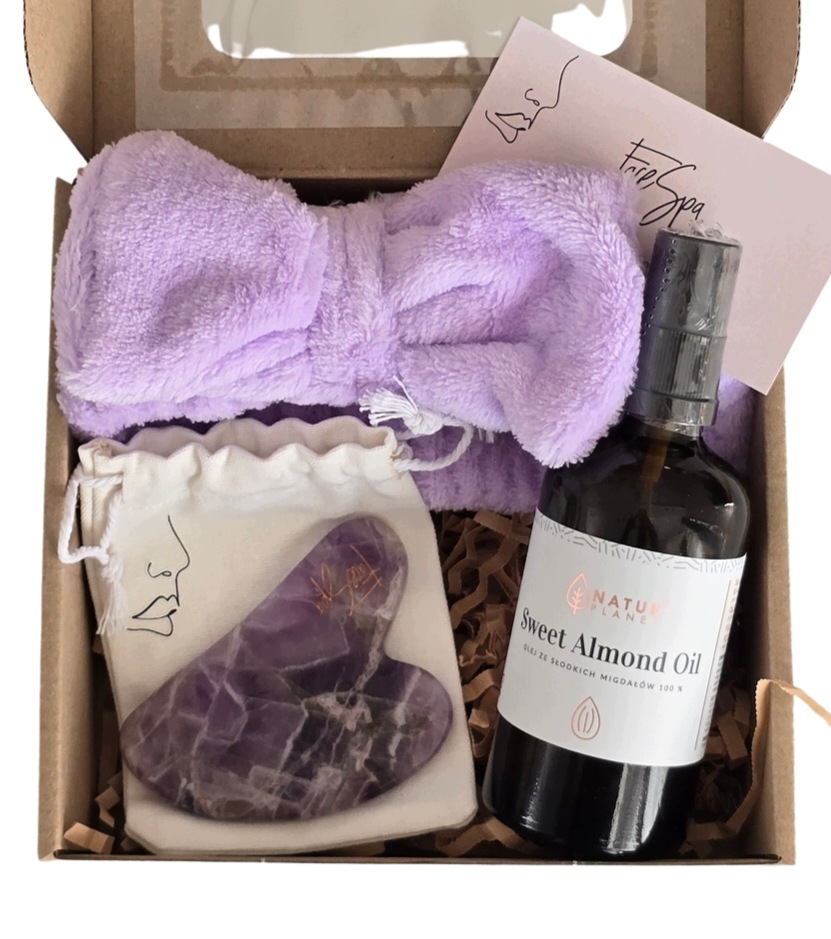 Dárková Sada Spa Gua Sha Ametyst Olej čelenka