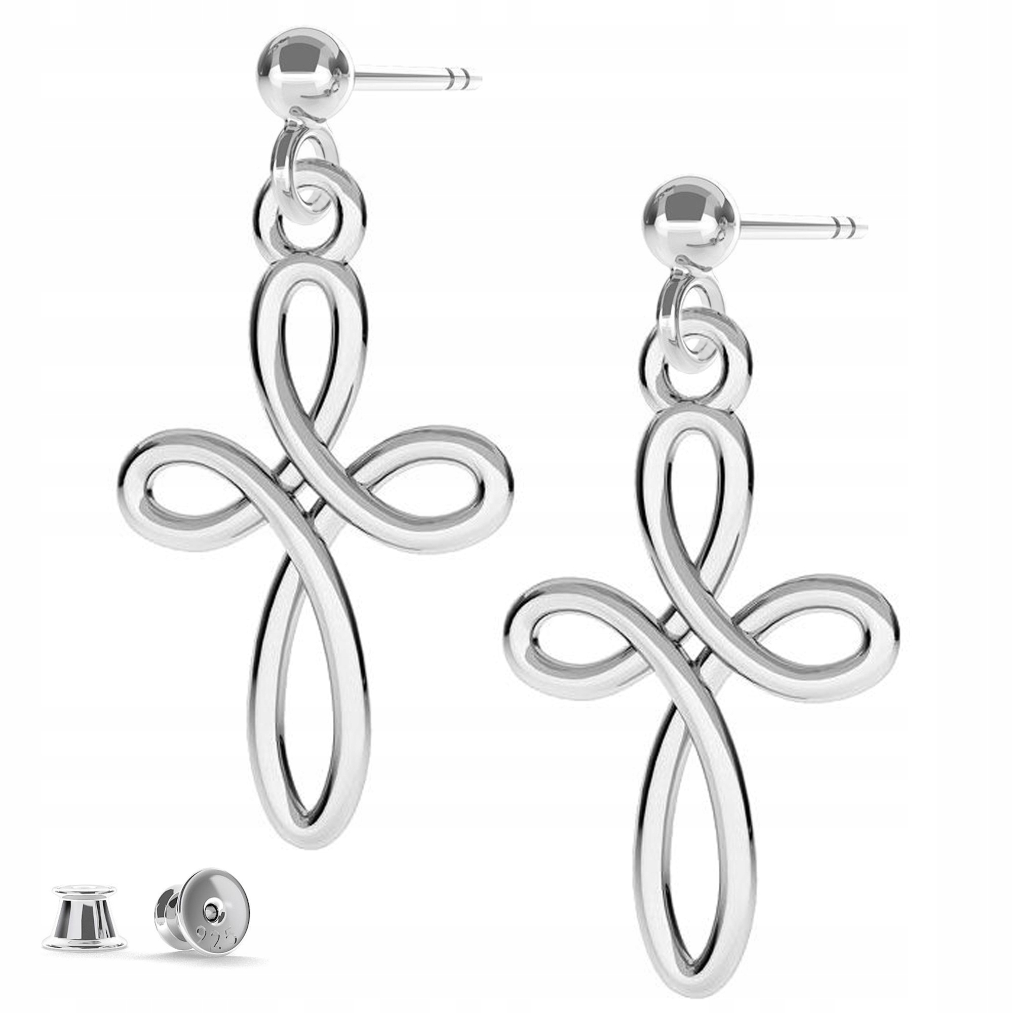 Stříbrné náušnice Prolamovaný Křížek Kříž 925