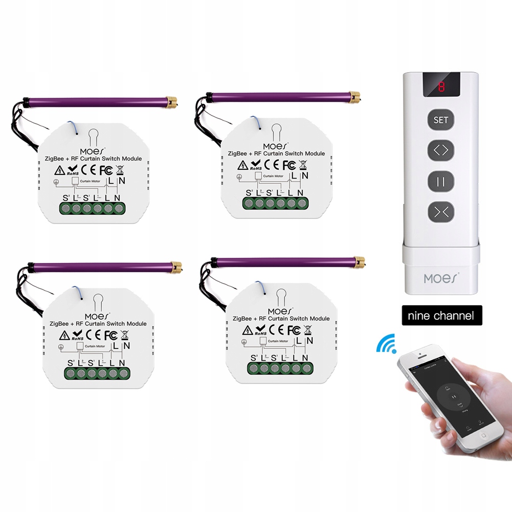 4XZIGBEE TUYA Moduł Przełącznika Do Kurtyn+Pilot