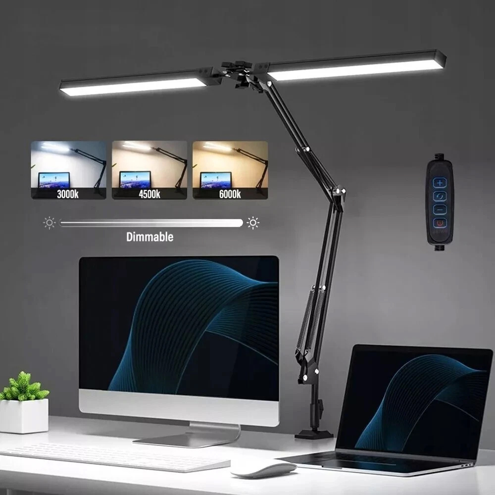 Led stolní lampa 24W dvojitá hlava 80 cm, stmívatelná, černá