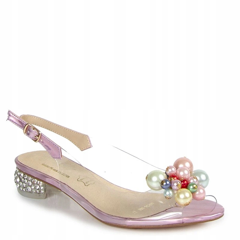 S.barski MR38-368 Transparentní Sandály S Ozdobou Růžové 36