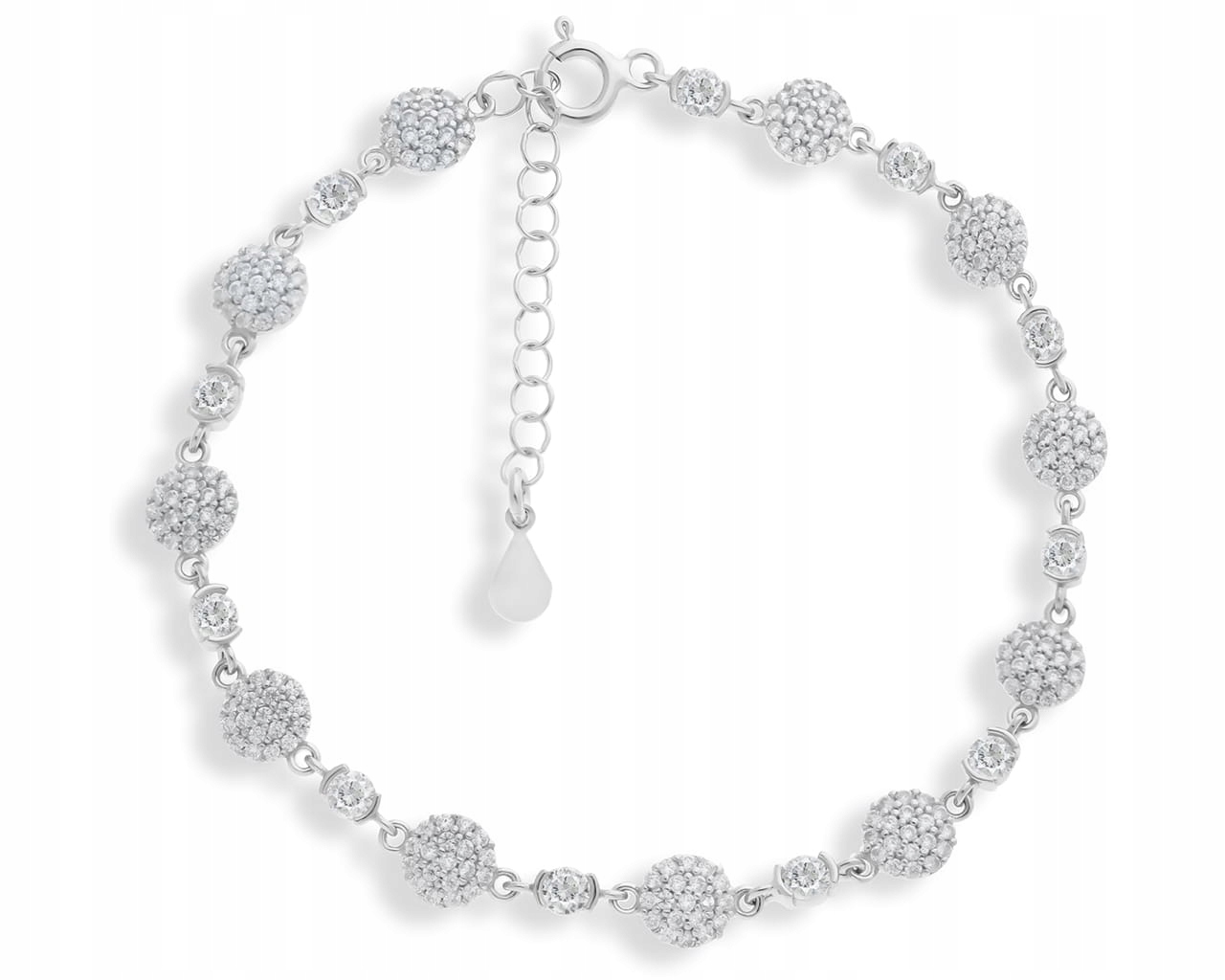 Náramek bohatě zdobený zirkony, Stříbro 925