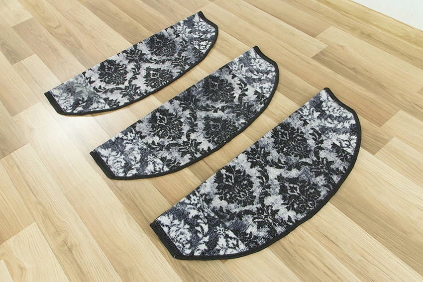 SZARE NAKŁADKI NA SCHODY ORNAMENT W STYLU GLAMOUR Materiał tkanina