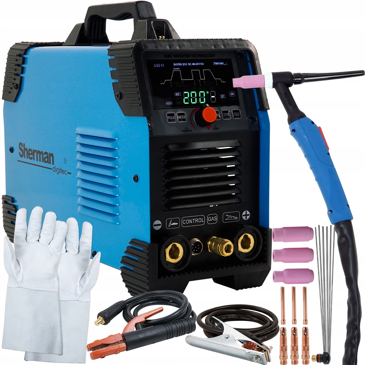 TIG 200 DC Puls HF spawarka inwertorowa LCD MMA