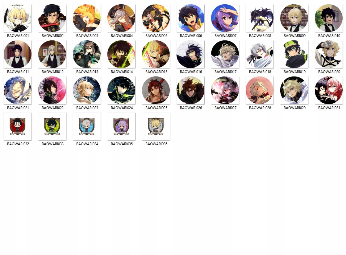 Przypinki Manga Anime Owari no Seraph DUŻY WYBÓR Tematyka, motyw Anime