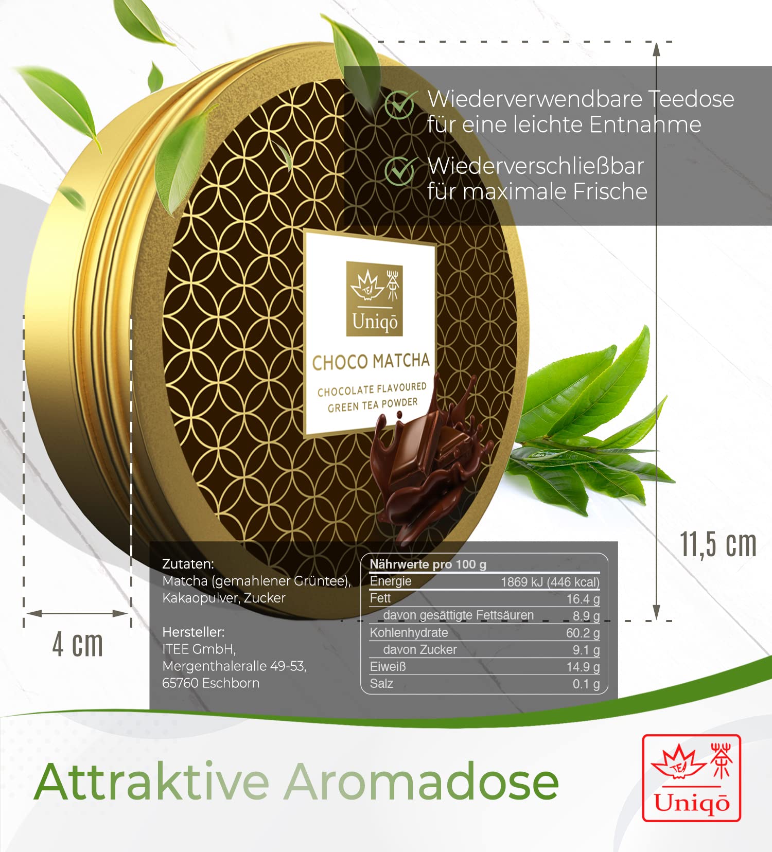TEA UNIQO Choco Matcha Proszek Do Lodów Latte Shakeów Pieczenia Gotowania — miniatura 6
