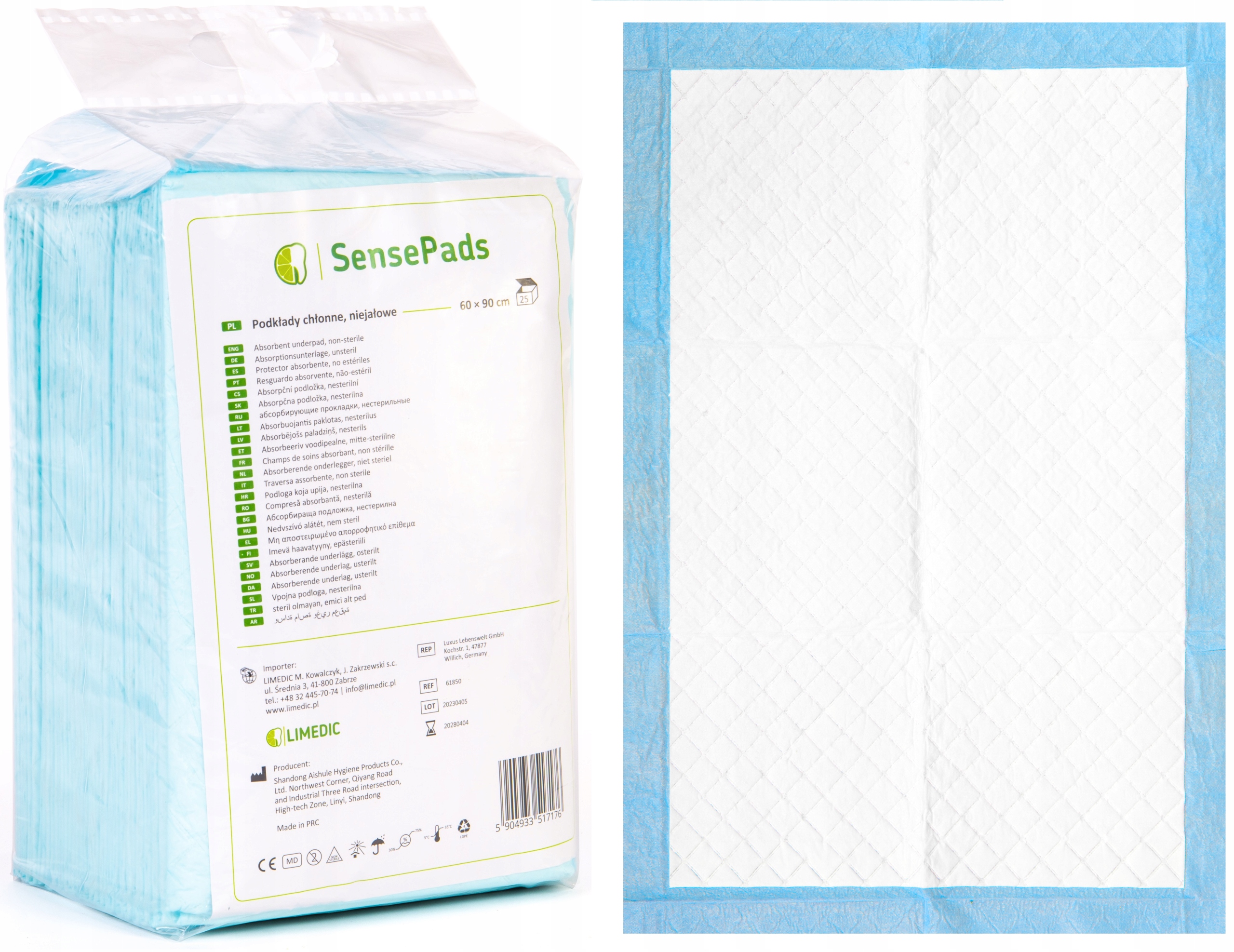 PODKŁADY CHŁONNE HIGIENICZNE 90X60 100 SZT MOCNE