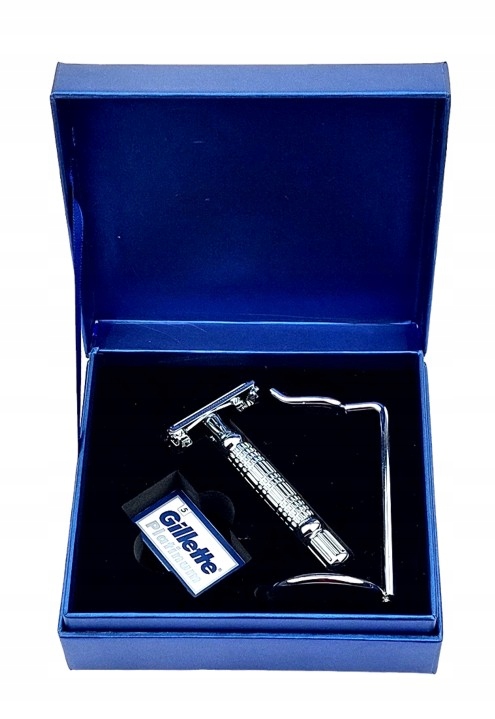 TRADYCYJNA MASZYNKA DO GOLENIA NA ŻYLETKI METALOWA DWUOSTRZOWA+ STOJAK