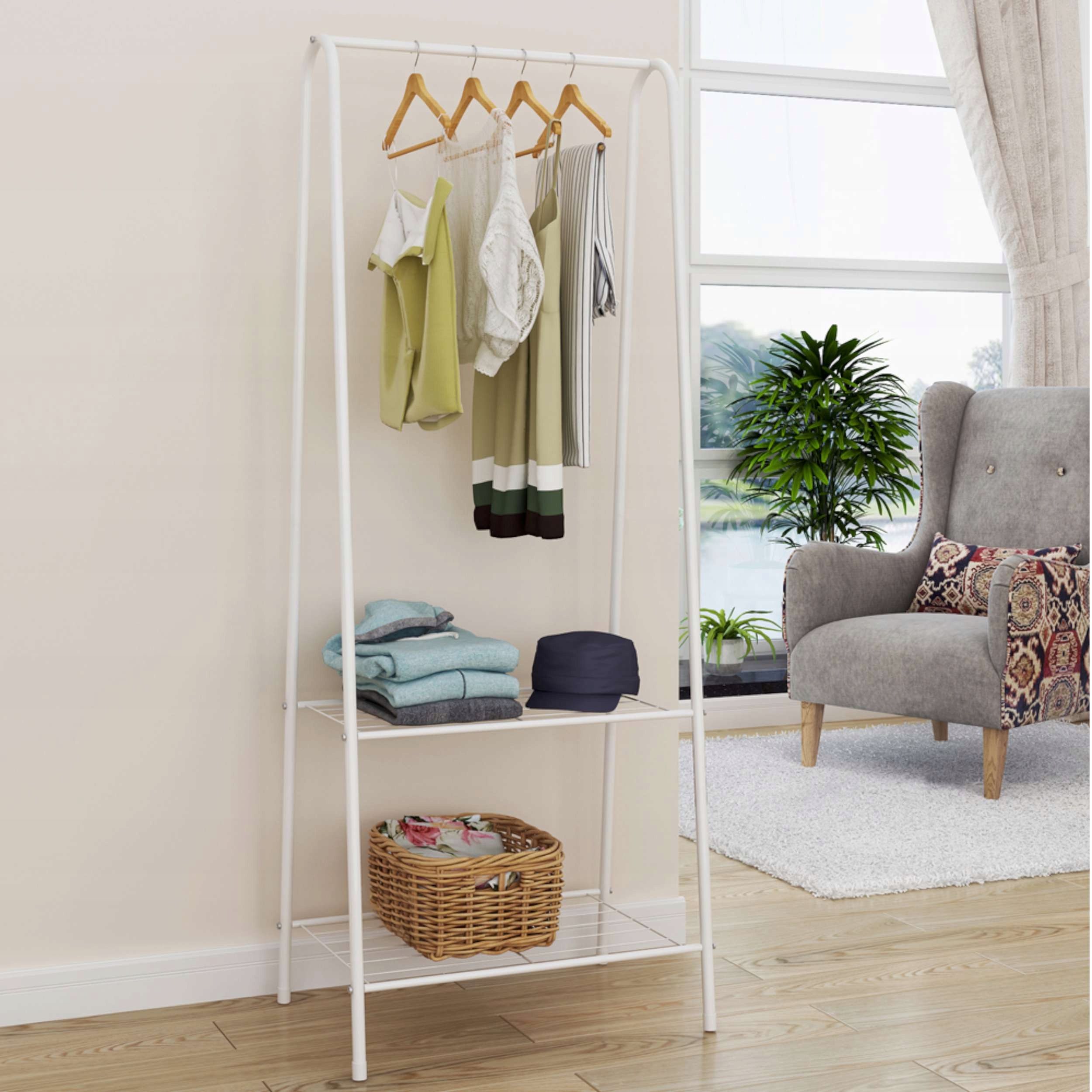 WIESZAK STOJĄCY NA UBRANIA GARDEROBA PÓŁKA STOJAK Marka inna