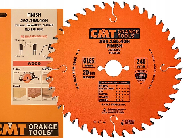 Cmt 292.165.40H Tarcza do cięcia drewna Laminatu Piła Widiowa 165x20 Z40