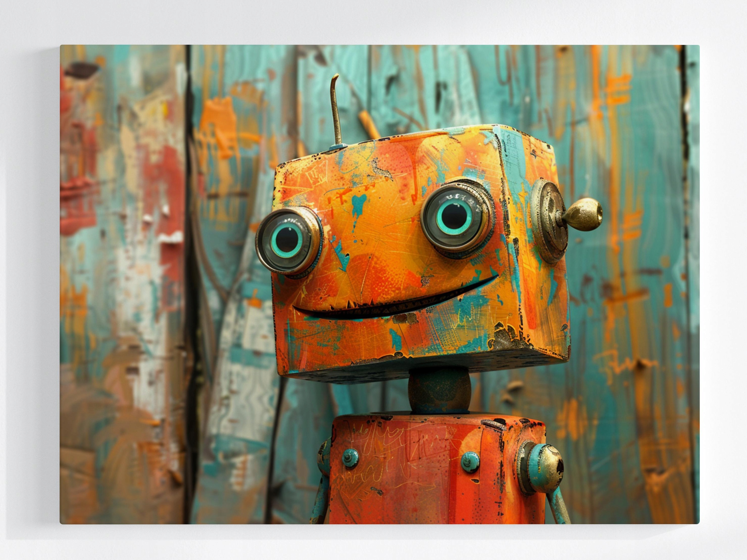 Obraz Na Plátně Canvas Grafika Veselý Robot Android Stroj Úsměv 80x60