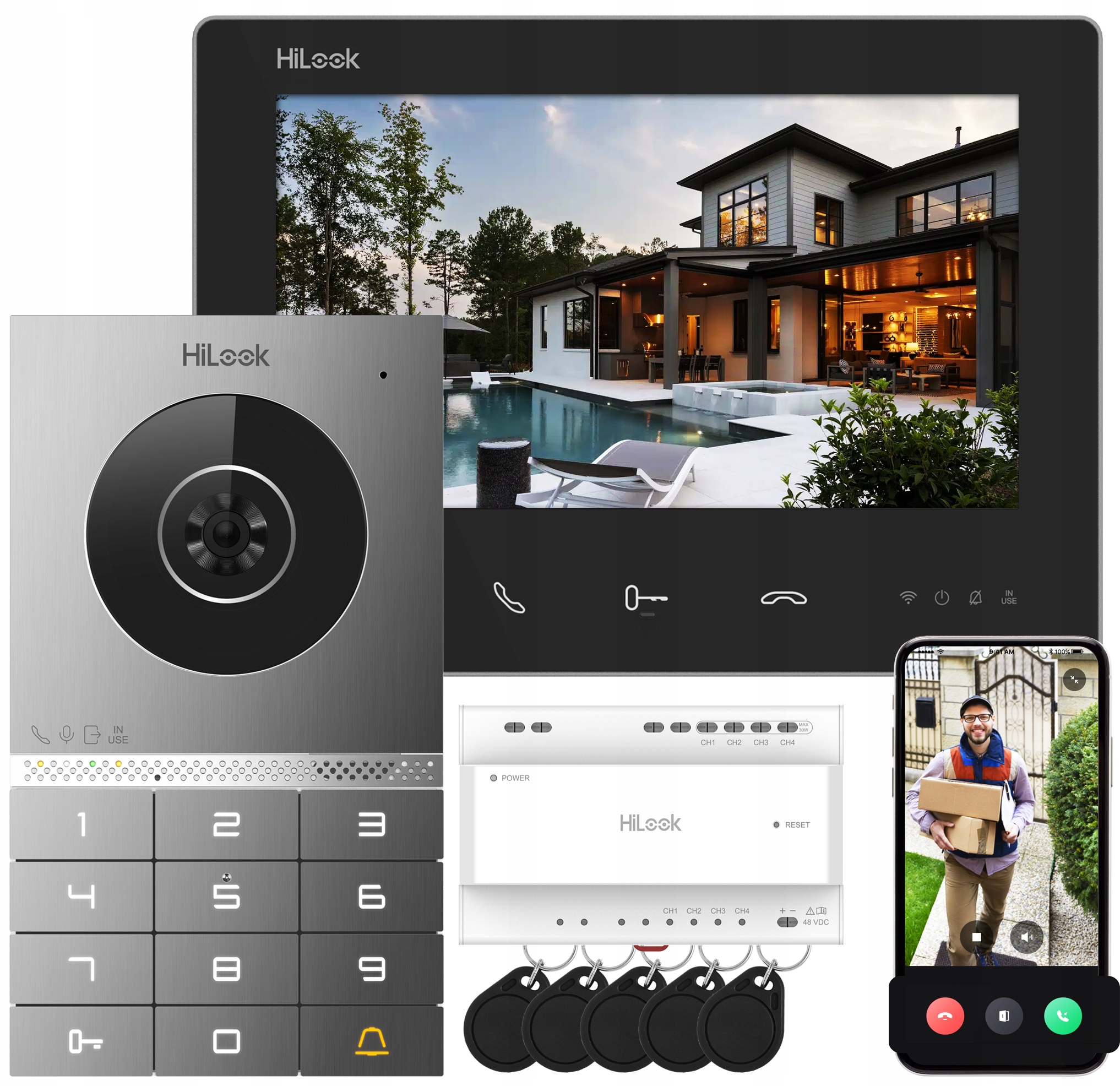 Videovrátnik WiFi 2-žilový HiLook od Hikvision Kód Pin Čítačka Brány
