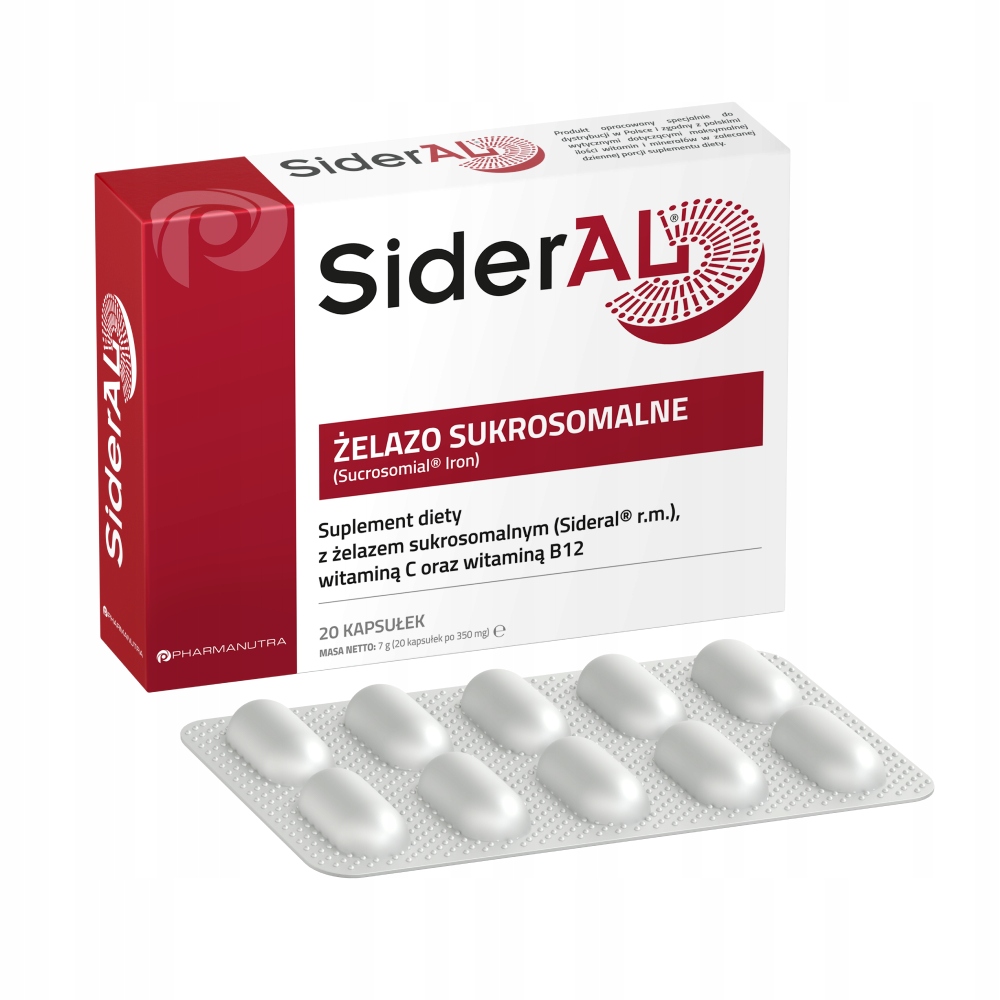 SiderAL 20 kapsułek żelazo sukrosomalne - OFICJALNY DYSTRYBUTOR