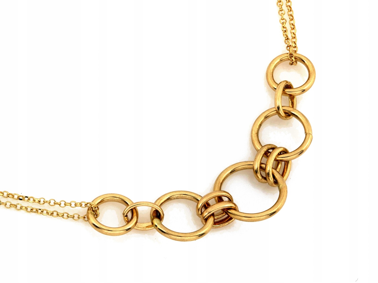 Zlatý náhrdelník 585 ozdoba s obručemi r45 kroužky módní kroužky jako dárek