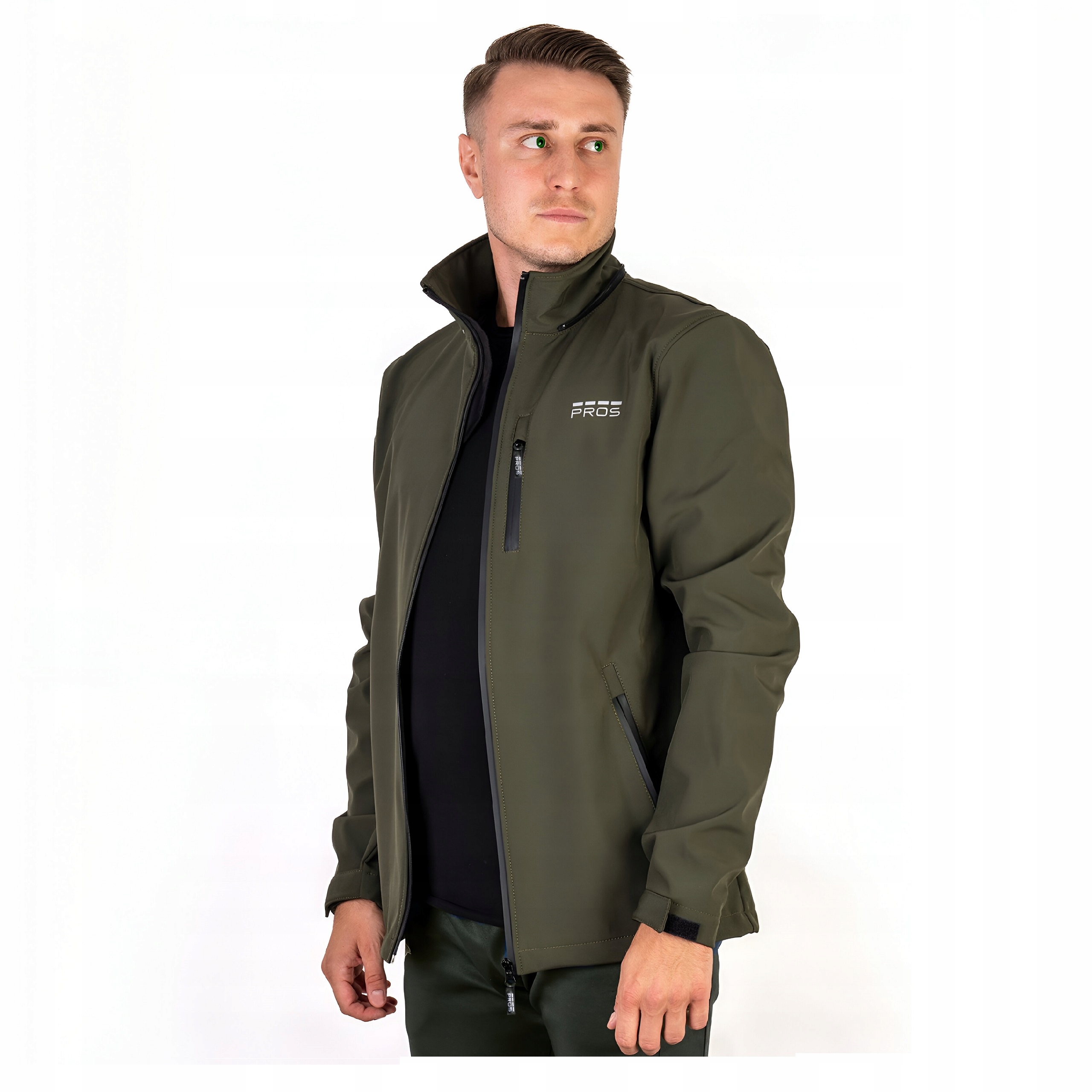 Pánská větrová bunda s kapucí Zelená Softshellová Přechodná podzimní