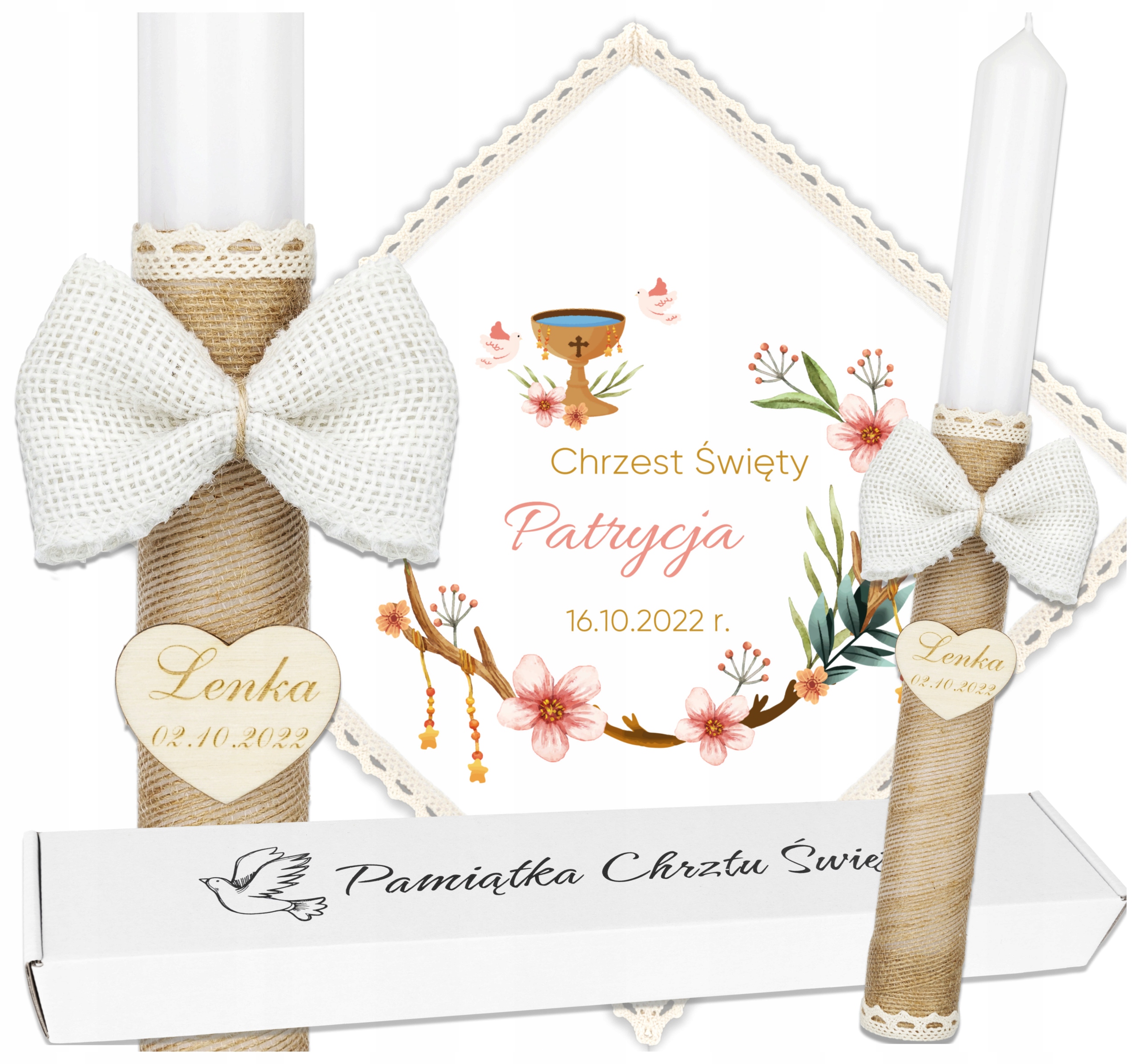 

Szatka do chrztu Świeca Eco Chrzest Boho Rubin CL