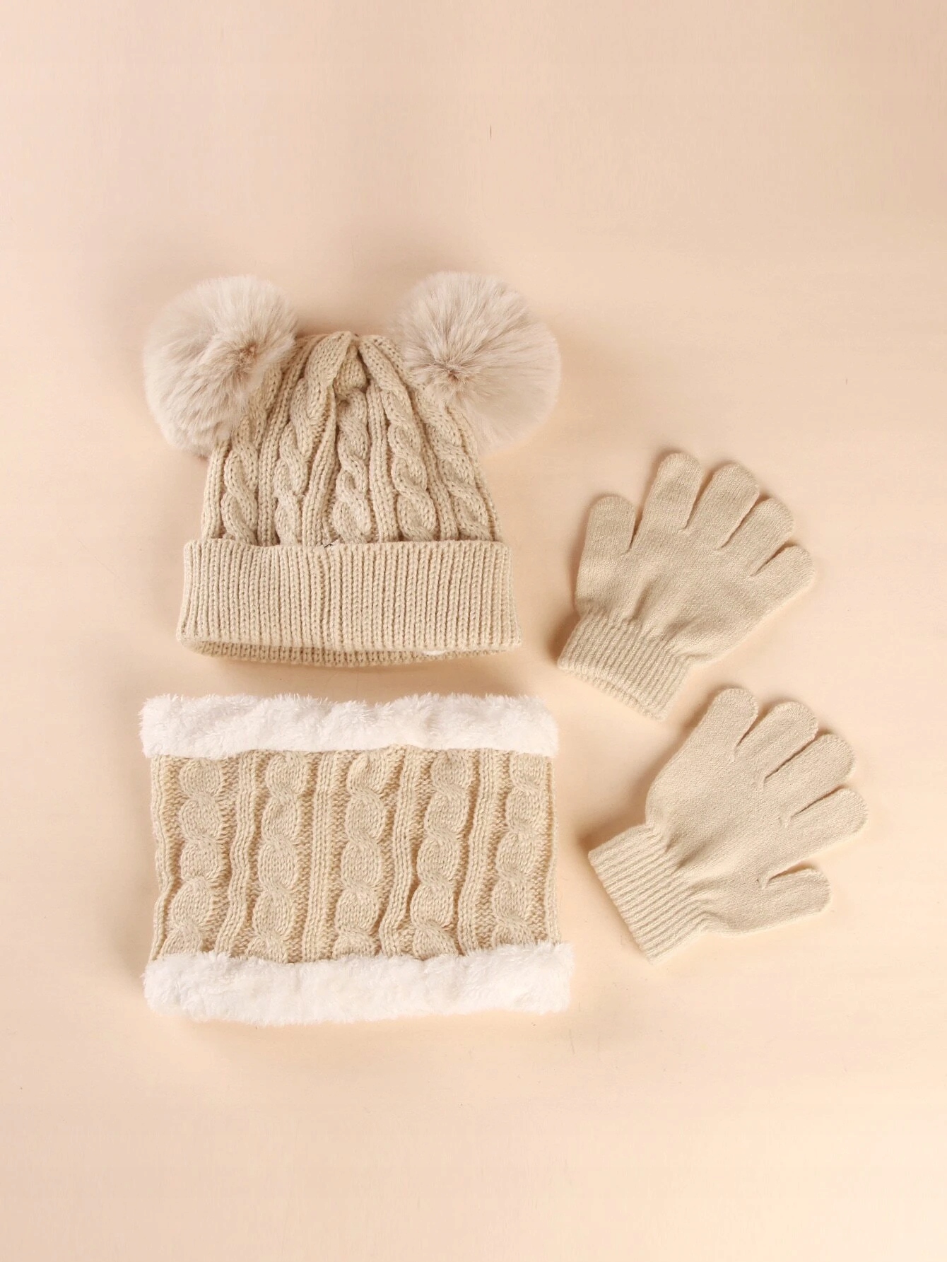 Czapka Komin Rękawiczki Komplet Jesień Zima 48-54 Rozmiar 40-50 cm