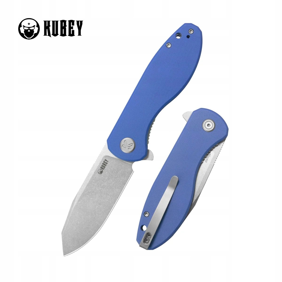 Nóż składany Kubey Master Chief Blue G10, Beadblasted 14C28N (KU358M)