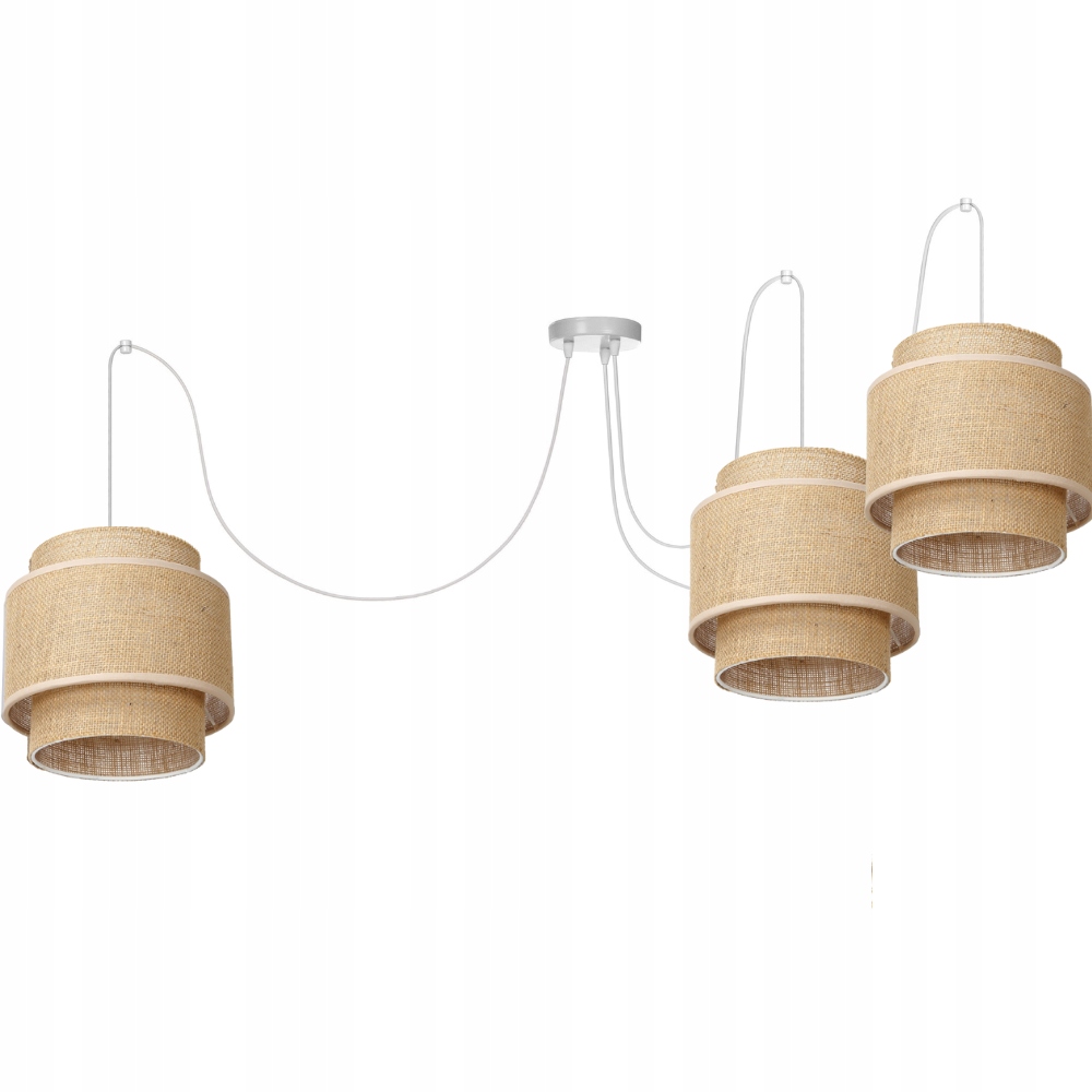 Boho Závěsná Jutová Lampa Spider Trojitá Tuba
