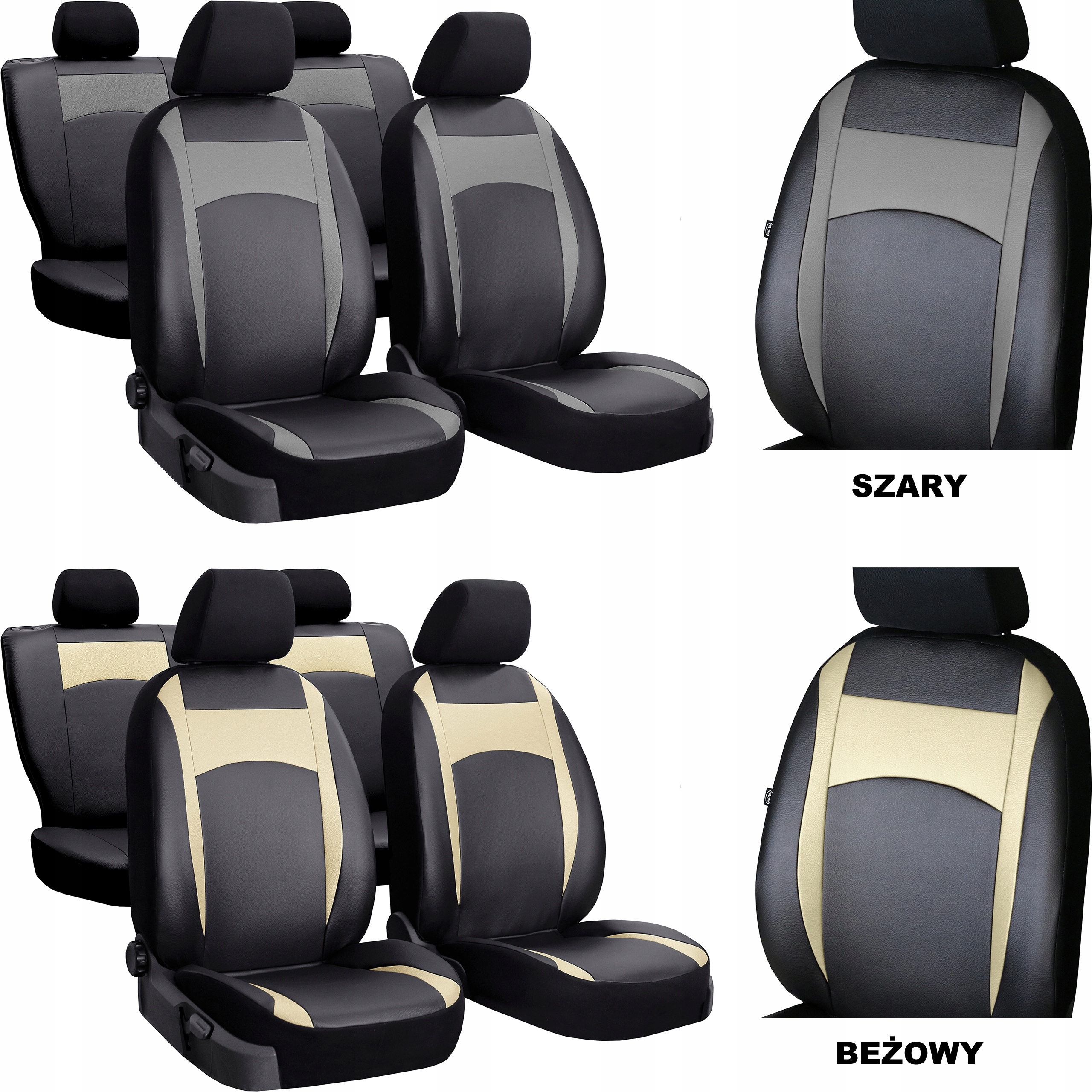 SKÓRZANE POKROWCE NA FOTELE SAMOCHODOWE SKÓRA Typ pokrowiec