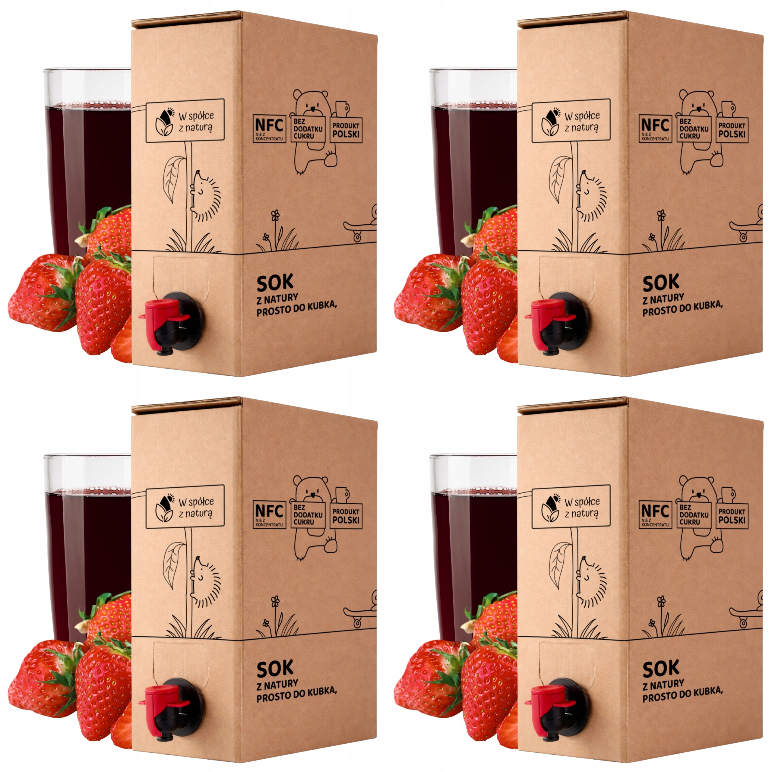 Sok Truskawkowy Tłoczony 3L Sok z Truskawek Naturalny Nfc 100% zestaw